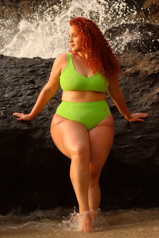 Women's High Waisted Bikini Sets Sporty Two Piece Swimsuits  High and thong Cut Lemon