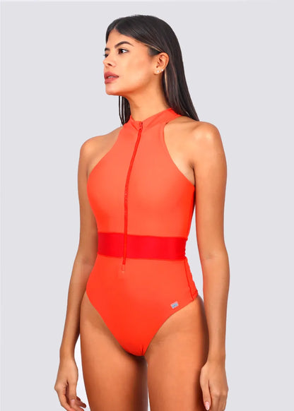 One Piece Swimsuit Marena for Women Mock Neck Zipper, Bathing Suit