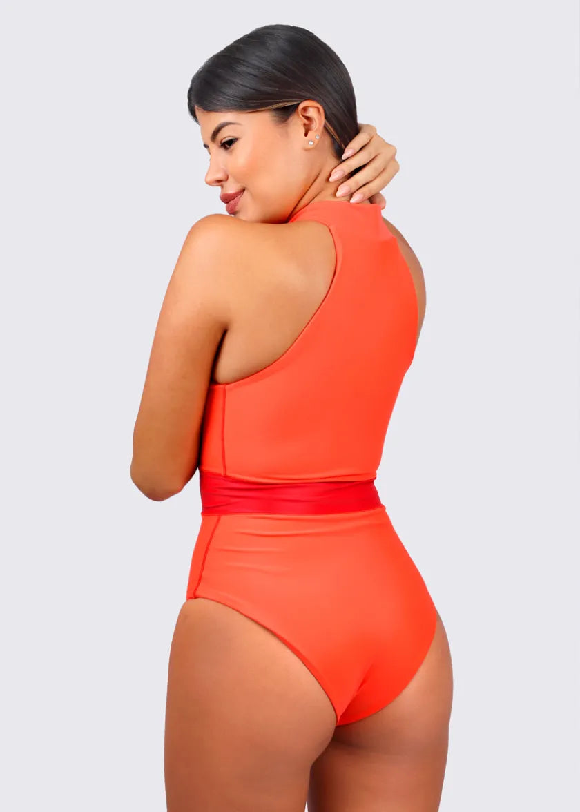One Piece Swimsuit Marena for Women Mock Neck Zipper, Bathing Suit