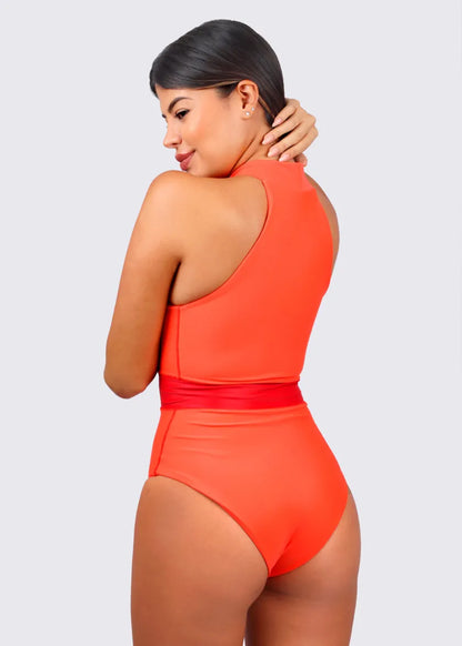 One Piece Swimsuit Marena for Women Mock Neck Zipper, Bathing Suit
